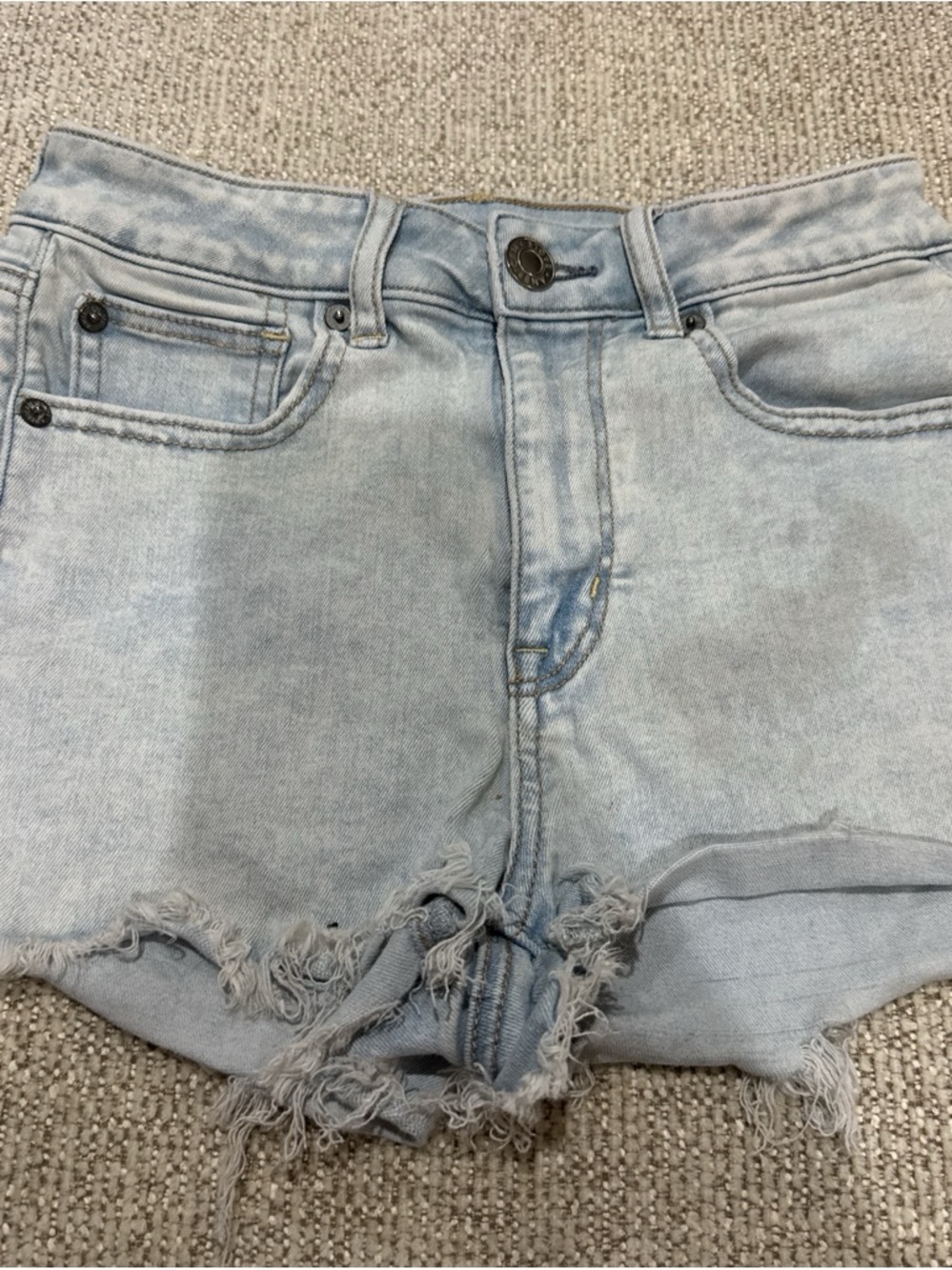 American Eagle Outfitters Light Blue Distressed Denim Shorts